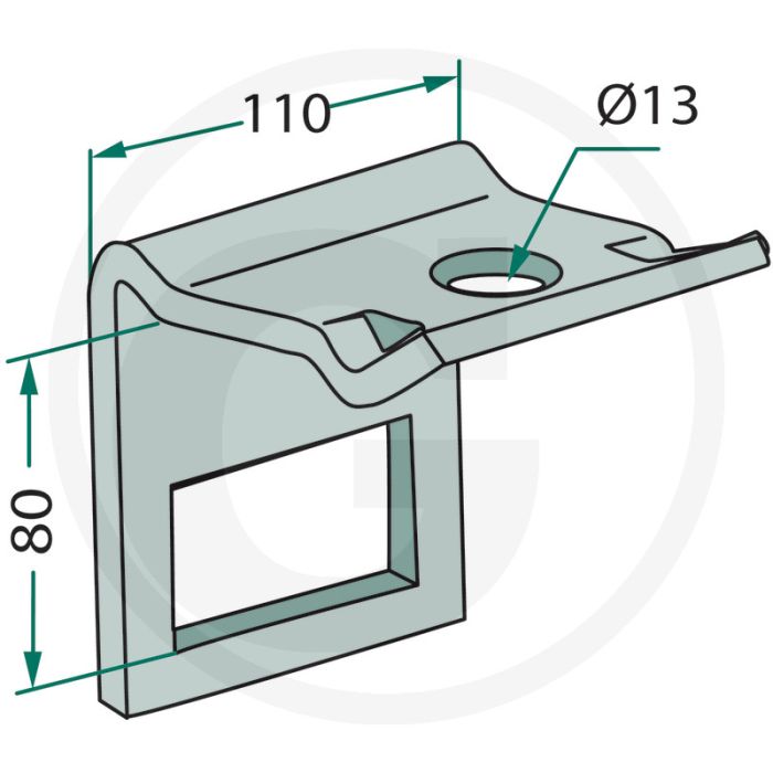 Support pour dent (mm) : 80 x 12, châssis (mm) : 70 x 70, conseil de montage : ne serrez pas les vis et les écrous à l'aide d'outils pneumatiques.