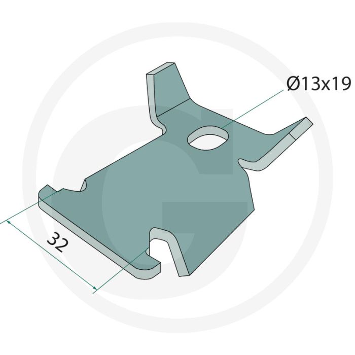 Verdraaibeveiliging - dikte 4mm, 1 gat, 50x30mm frame