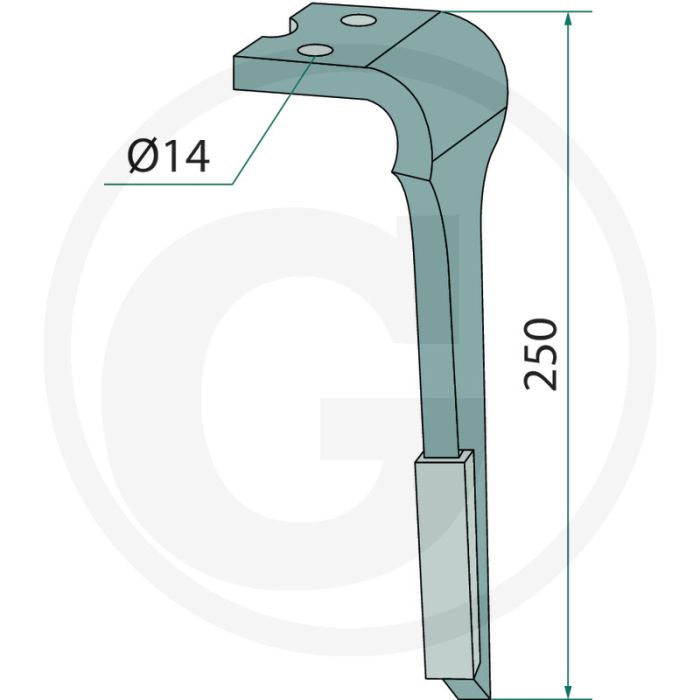 Tête de rotor robuste dents howard 182937 droite - épaisseur 14mm