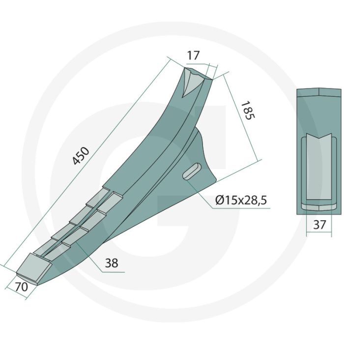 Heavy duty hardmetalen schaarpunt - werkbreedte 70mm
