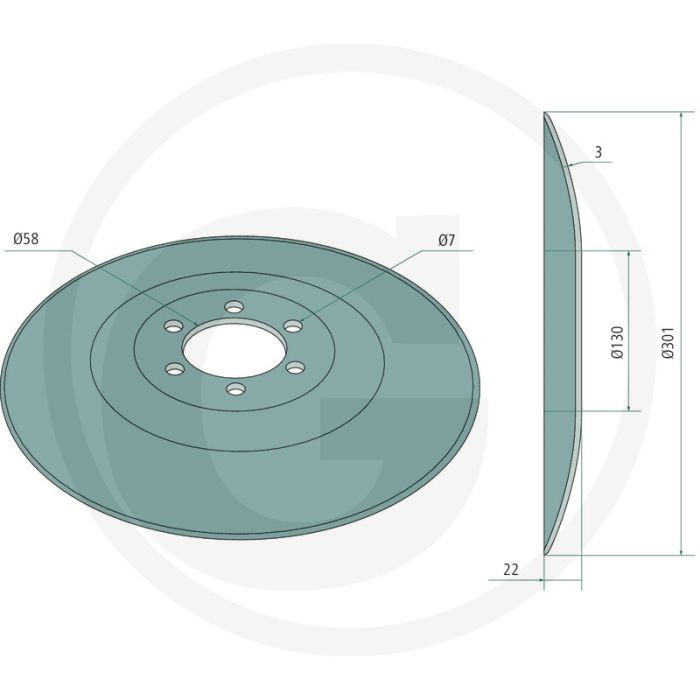 Säscheibe 301 x 3 mm, 6 boringen, Ø 301 mm, Glatt - Grondbewerking en zaaitechniek
