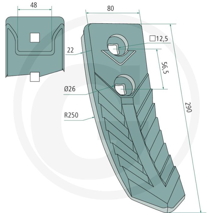 Scharspitze - 22mm dikte, 80mm werkbreedte, 290mm lengte