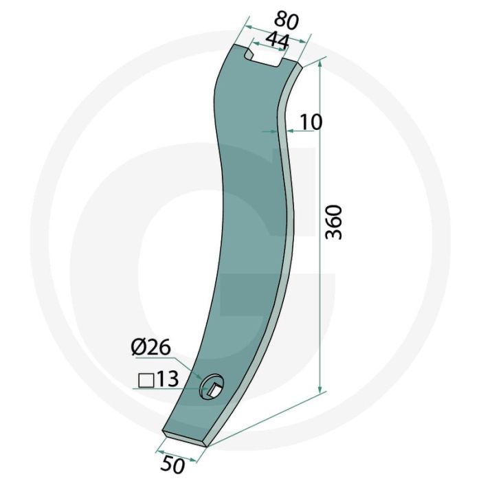 Leitblech - 10mm Dikte, 50-80mm Breedte, 360mm Totale lengte, TopDown, Cultus, Opus
