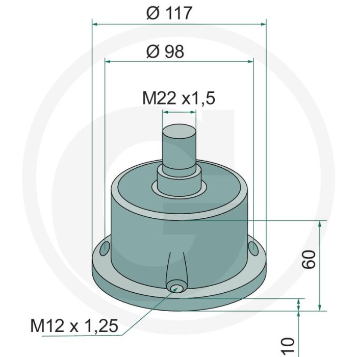 Lager - Type: XO, XE, XN, Buiten-Ø: 117mm, Draad: M22 x 1,5, H: 60mm