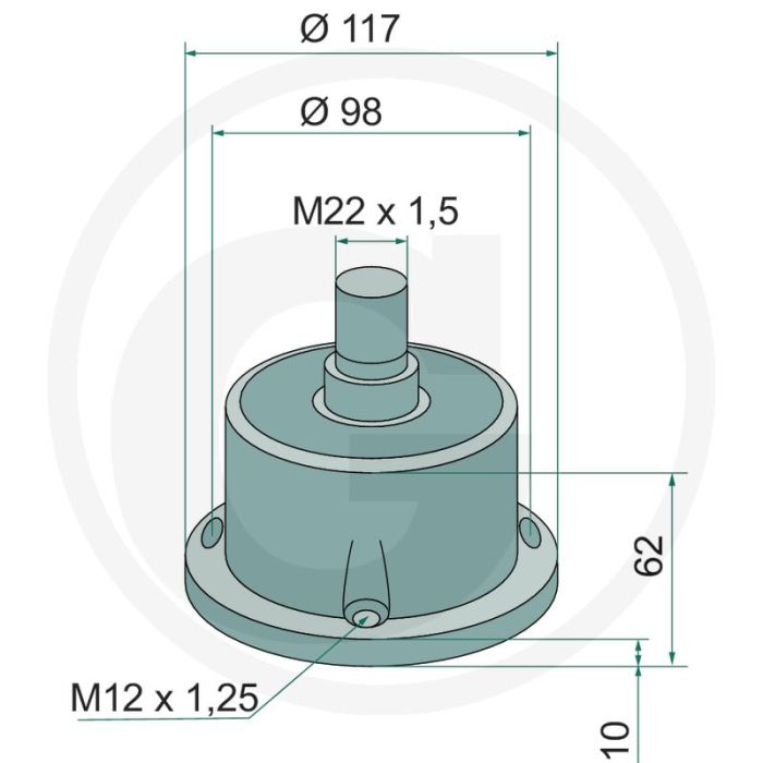Schijflagering (compleet M22 x 1,5  4-gaats (M12 x 1,25))