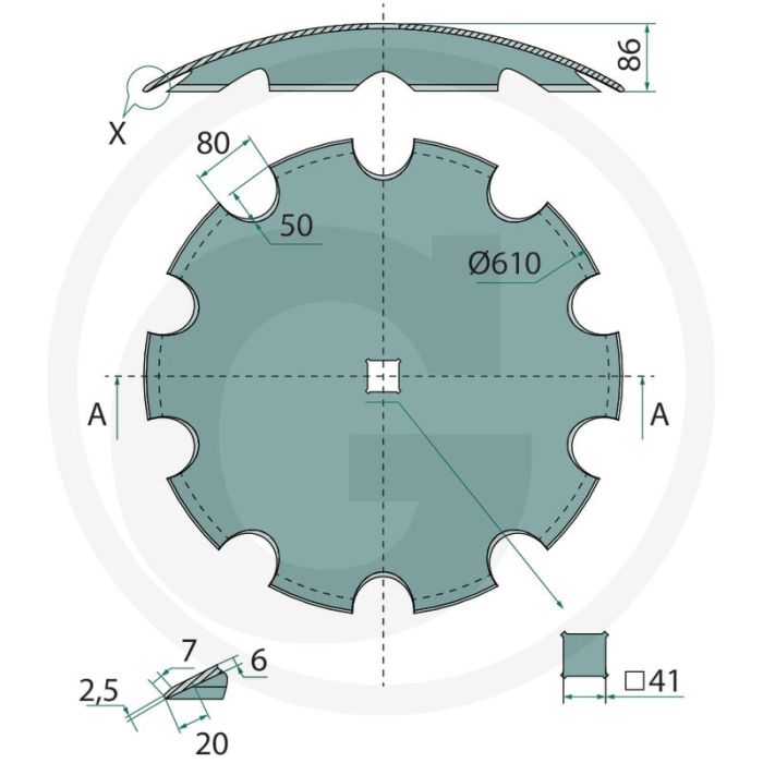 GEKARTELDE SCHIJF (Ø: 610 x 6)