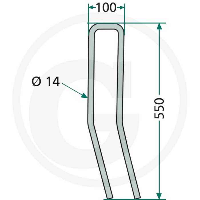 Eggetand (100 x 550 mm, Ø 14 mm)