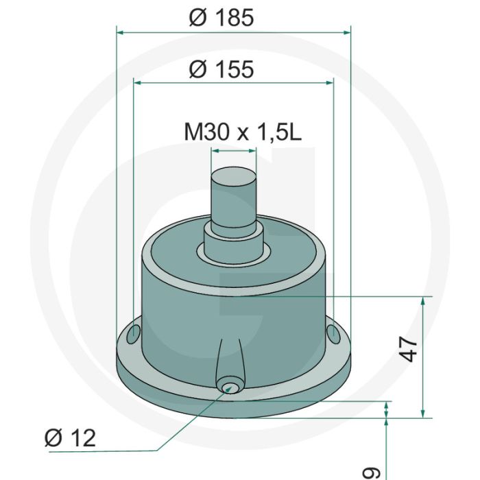 Lagering compleet (met linkse draad, M30 x 1,5 L)