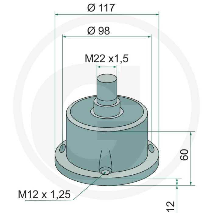 Naaf compleet - Buiten-Ø: 117mm, Draad: M22 x 1,5, Type: Presto