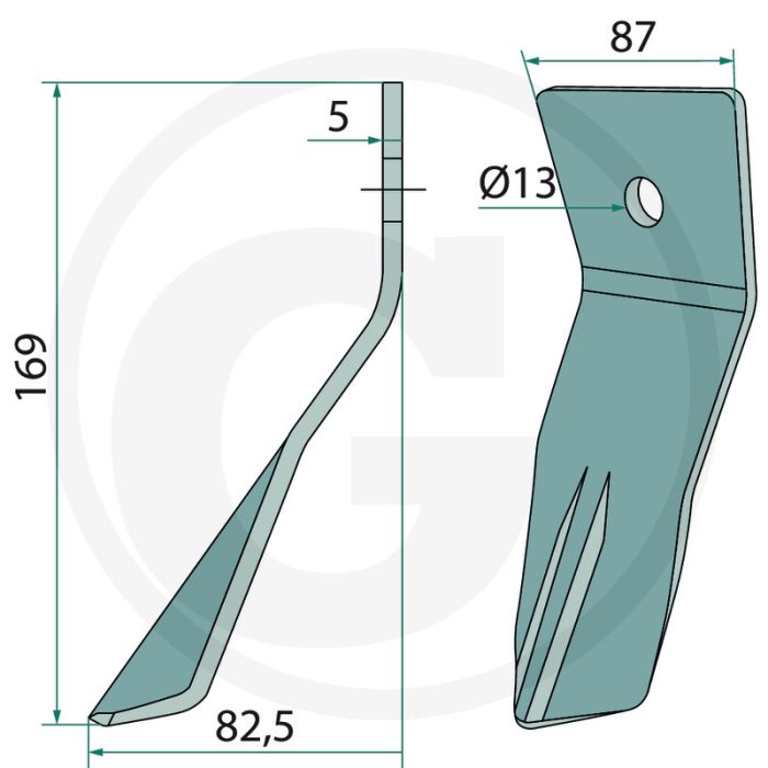 Abstreifer voor Väderstad CR1025-1235 - 5mm dik - 169mm lang