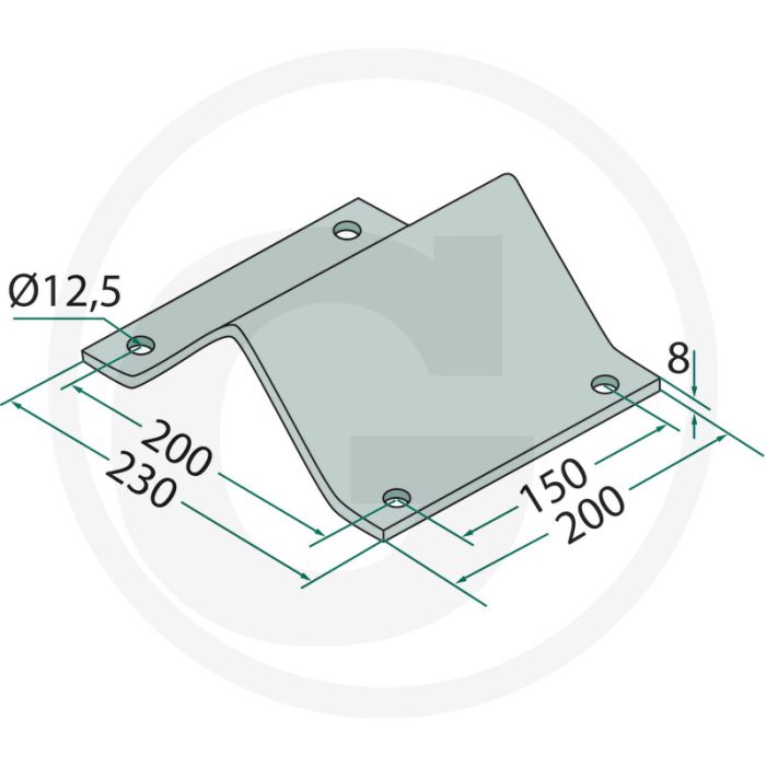 Klem, bovenste deel - Afmetingen: 80 x 80 mm