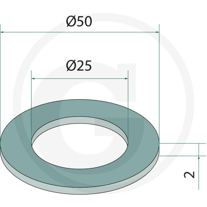 Eggenschijf met kraag - Afmetingen: 25 x 50 x 2 mm