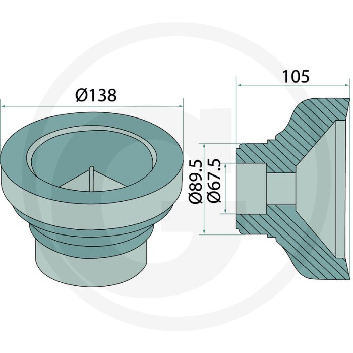 Flens buiten 138 / 40 mm (voor inbouwlengte 260 mm)