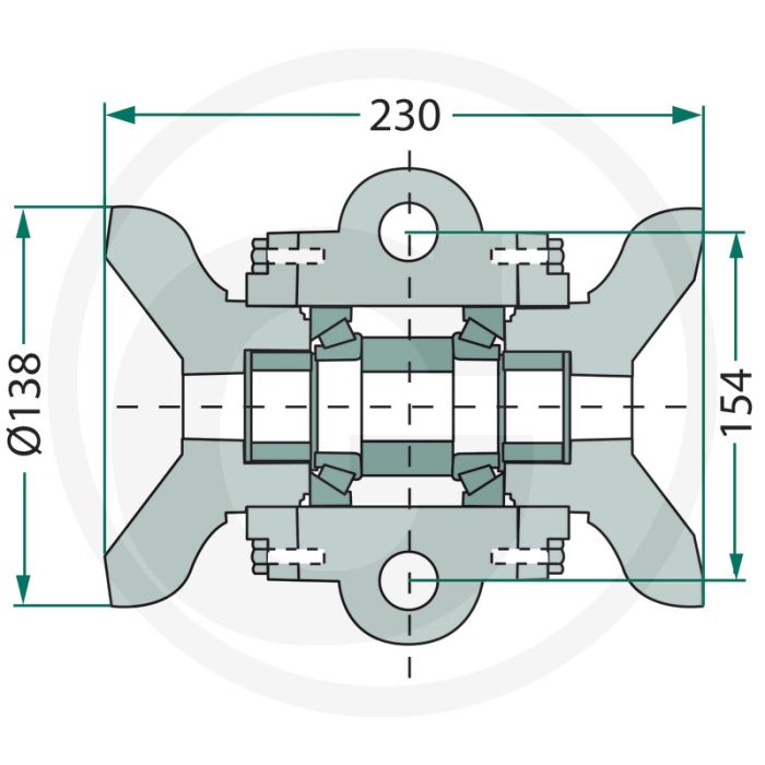 Lager (compleet, met kegellager en 2 verloopbussen voor vierkante-assen 36 x 36 mm) Lager (compleet, met kegellager en 2 verloopbussen voor vierkante-assen 36 x 36 mm)