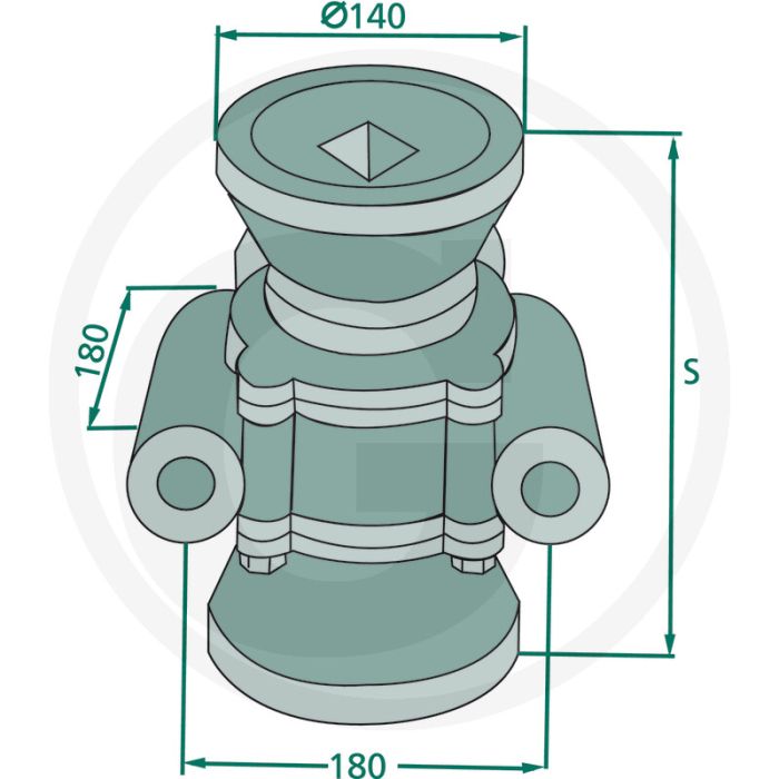 Kegellager (compleet, voor montage op vierkante-assen 50 x 50 mm)
