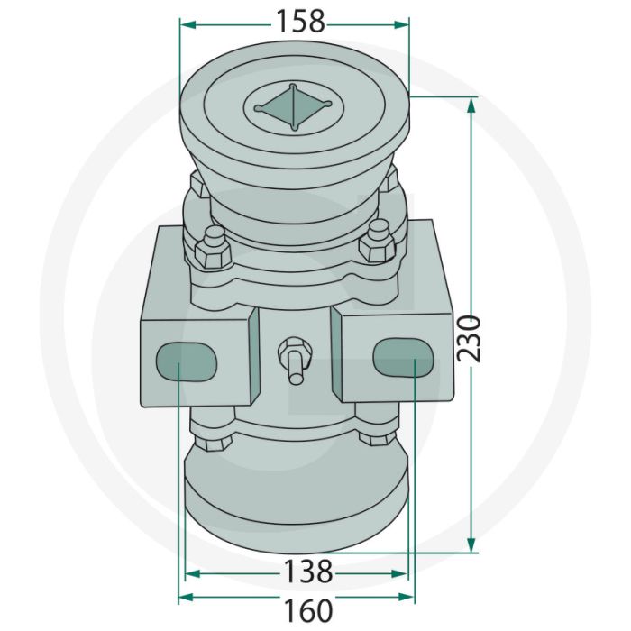 Lager compleet (voor montage op vierkante assen 40 x 40 mm)