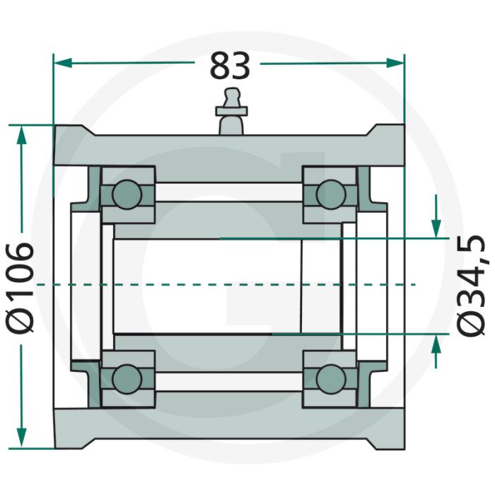 Lager (compleet, voor montage voor vierkante-assen 26 x 26 mm)