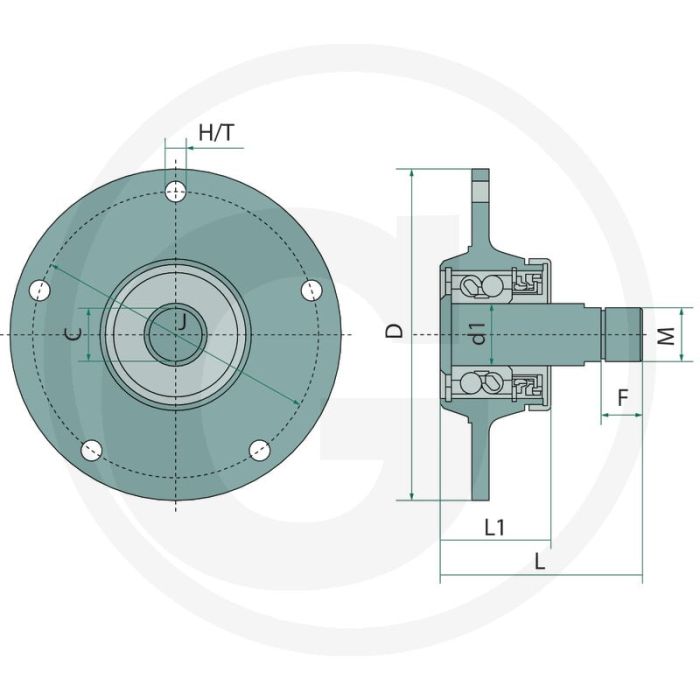 Lager - Passend voor Lemken - Ø 185mm - 5 gaten