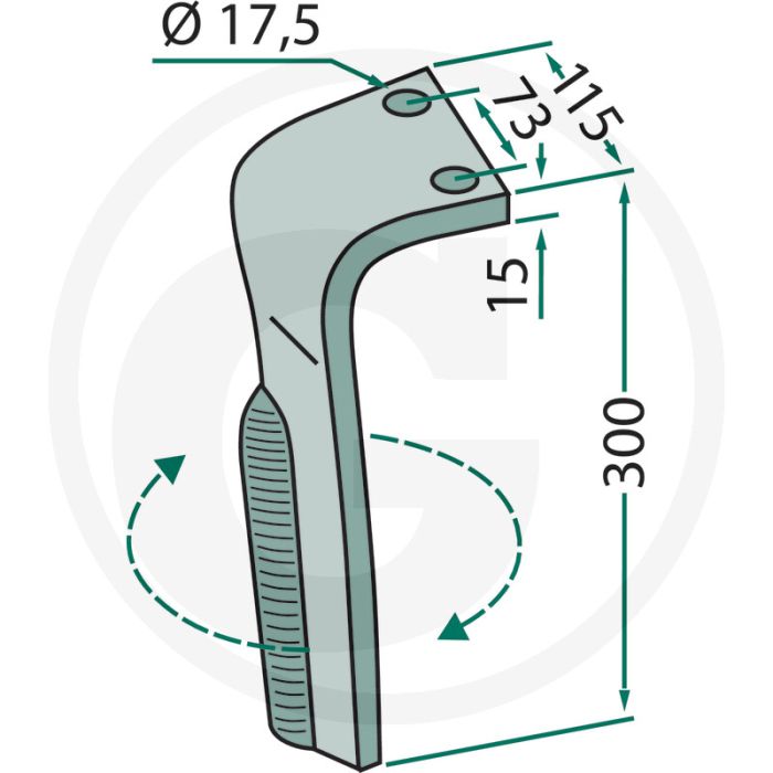 Dent à tête rotative (gauche, enrobée MZ28PB)