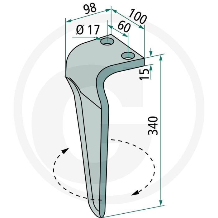 Rotorkopegtand (links, 340 mm)