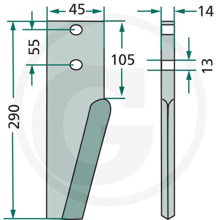 Rotorkopegtand (rechts / links)