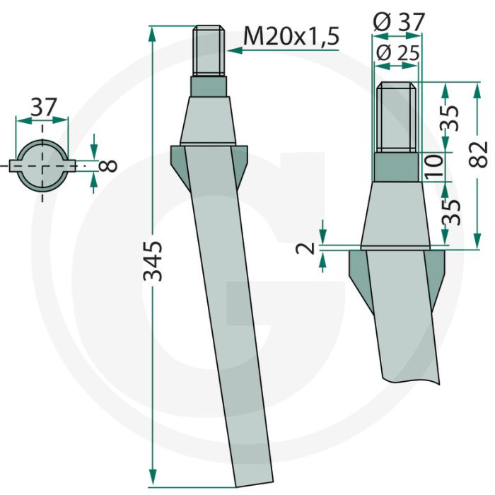 Rotorkopegtand - Passend voor Sovema - Lengte: 345mm