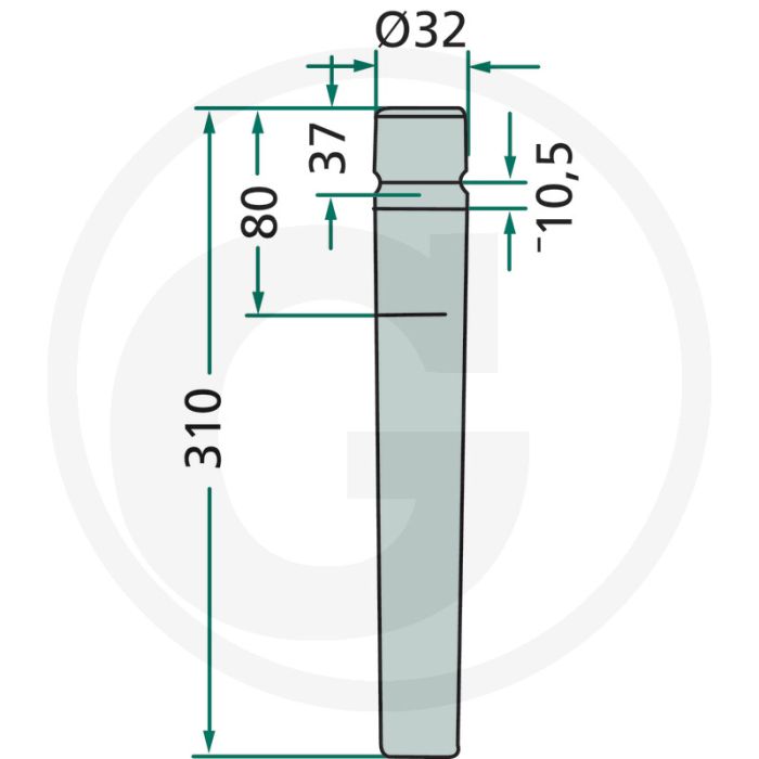 Rotorkopegtand - Passend voor Breviglieri, Regent, Schmotzer - Lengte: 310mm