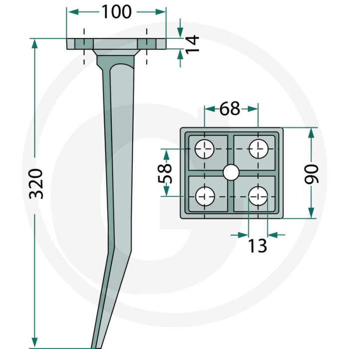 Rotorkopegtand 320x90x14mm Niemeyer passend
