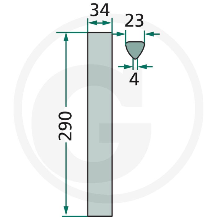 Rotorkopegtand 290x34x23mm - Passend voor Accord, Carraro, Howard / Kongskilde, Kverneland, Maletti, Reform