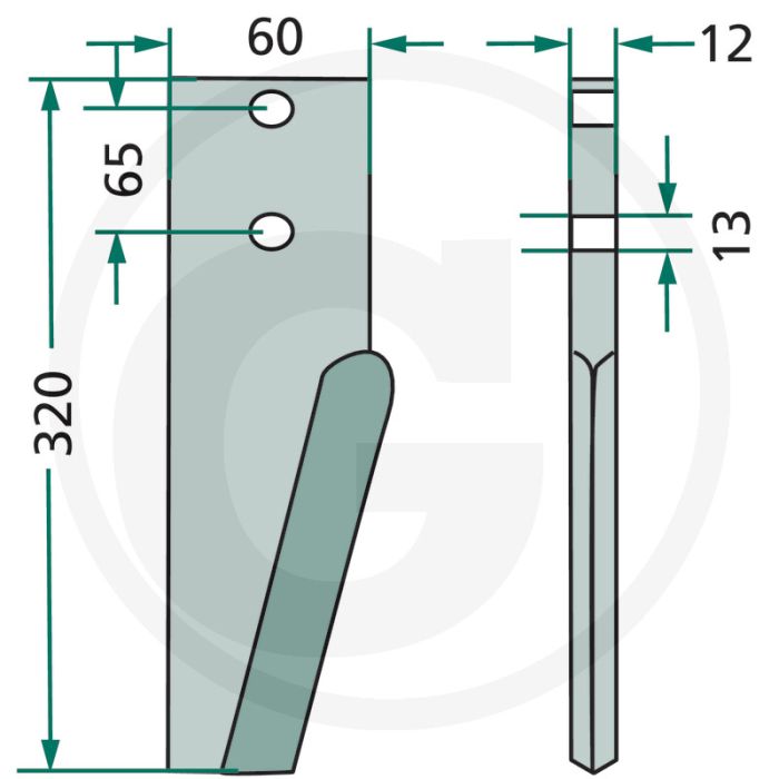 Rotorkopegtand (rechts / links)