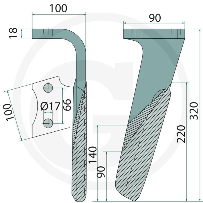 Rotorkopegtand (rechts, gecoat 320 x 100 x 18 mm KG - 30) Rotorkopegtand (rechts, gecoat 320 x 100 x 18 mm KG - 30)