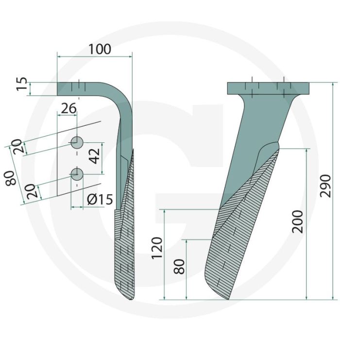 Rotorkopegtand (rechts, gecoat 280 x 80 x 15 mm) Rotorkopegtand (rechts, gecoat 280 x 80 x 15 mm)