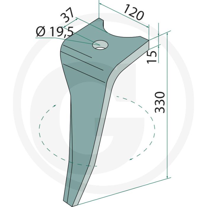 Dent de tête de rotor gauche (enrobée)