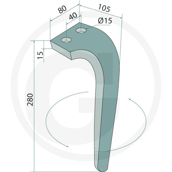 ROTORREGTAND - Lengte: 280mm, Dikte: 15mm, Gat-Ø: 15mm
