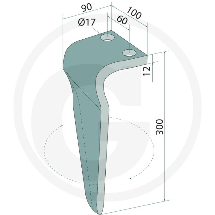 Kreiseleggenzinken rechts - 300x100x12mm