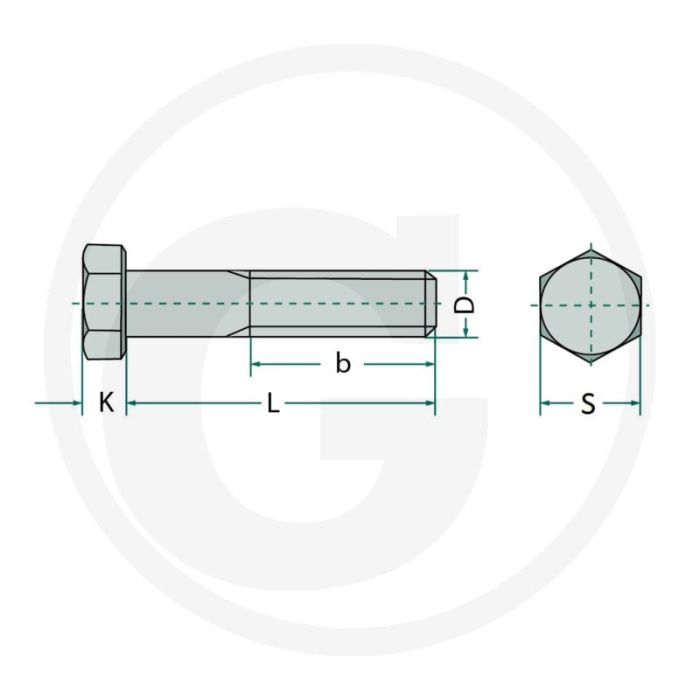 Boulon hexagonal M10x65 DIN 931 - Acier, zingué, 8.8, Ø10mm, 65mm