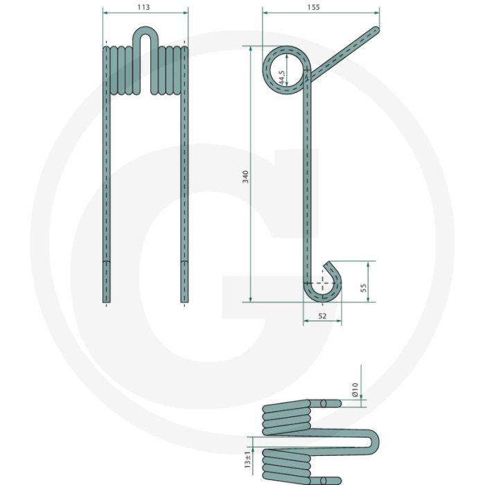Federzinken 10mm, 113mm werkbreedte - Amazone Saatstriegel