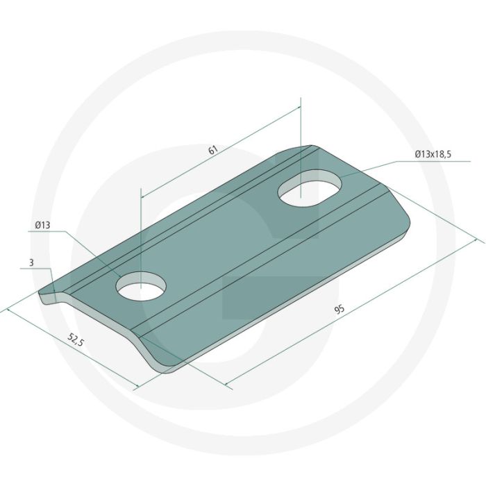 Halter - Afmetingen: 95x52,5 mm