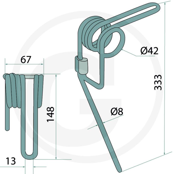 Eggetand 8mm - 333mm lengte | Amazone Saatstriegel