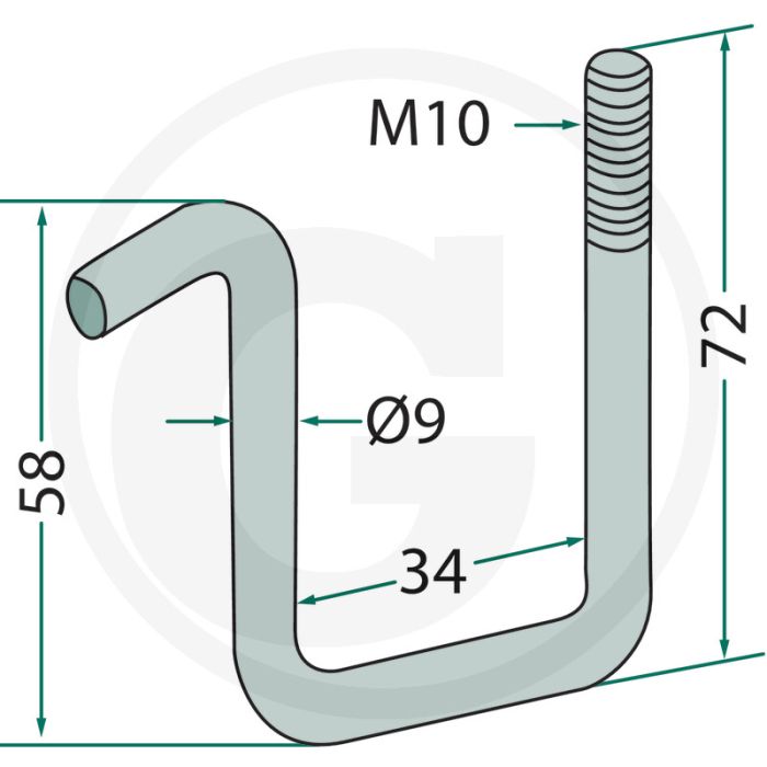 Houder (met zelfborgende moer en ring M10 voor frame 30 x 30 mm  passende ring 18010.ST-HH-1)