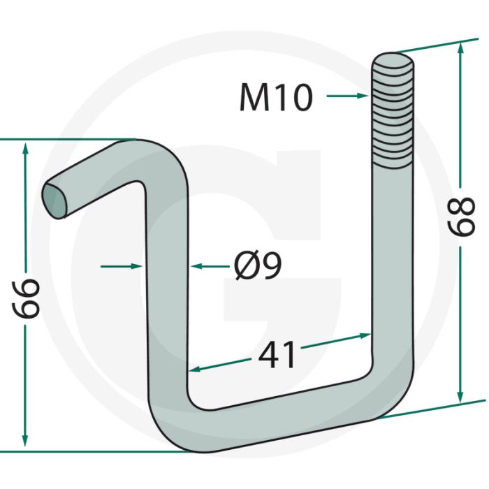 Houder (met zelfborgende moer en ring M10  voor frame 40 x 40 mm)
