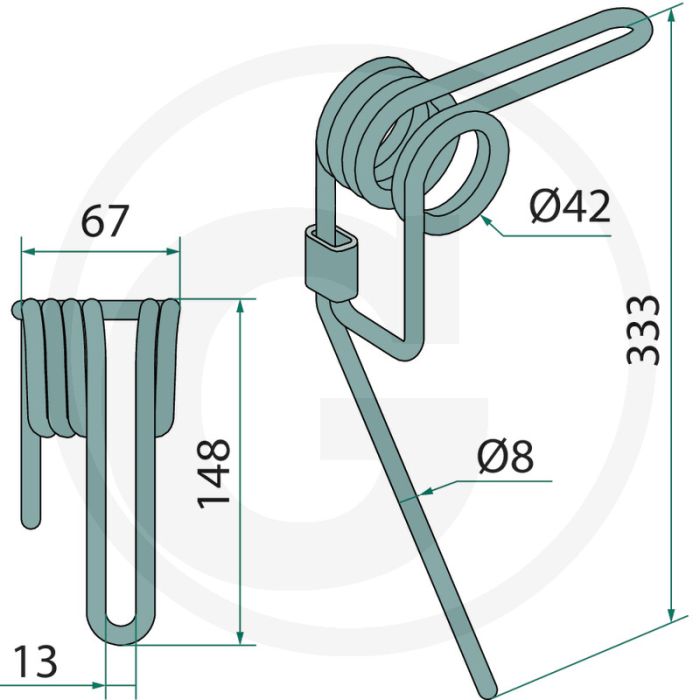 Eggetand 8mm - Totale lengte 333mm
