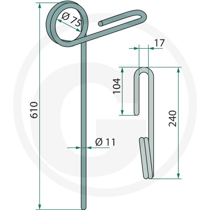Eggetand 11mm, 610mm lengte - Menke-Nr. 108354
