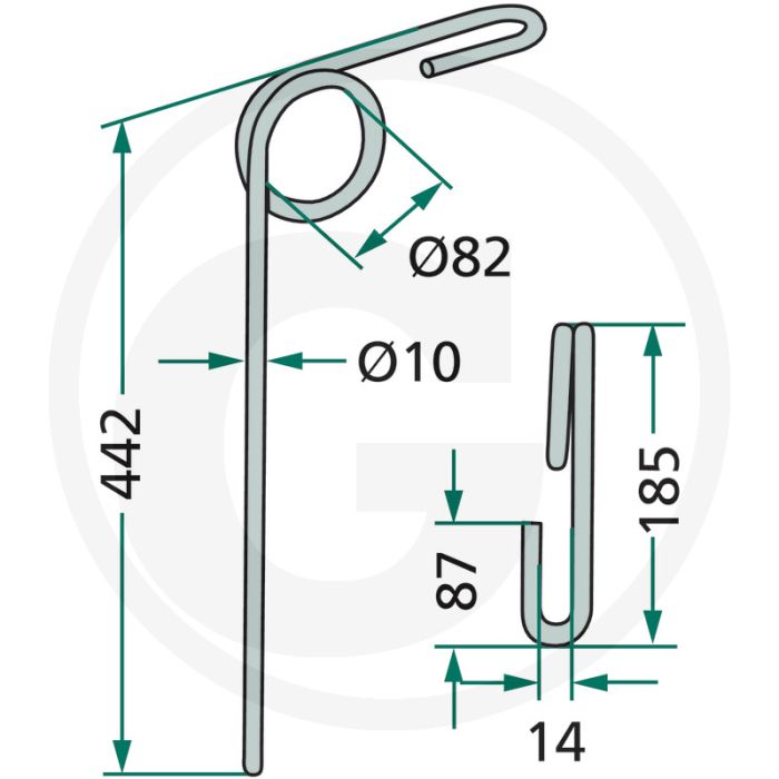 Eggetand 10mm - Totale lengte 442mm - Grondbewerking en zaaitechniek