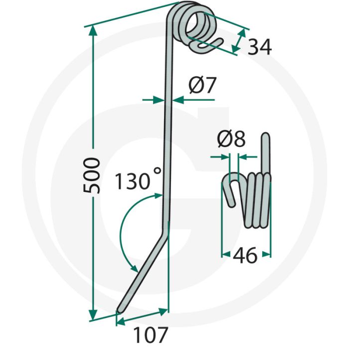 Eggetand 7mm - Totale lengte 500mm - Hatzenbichler
