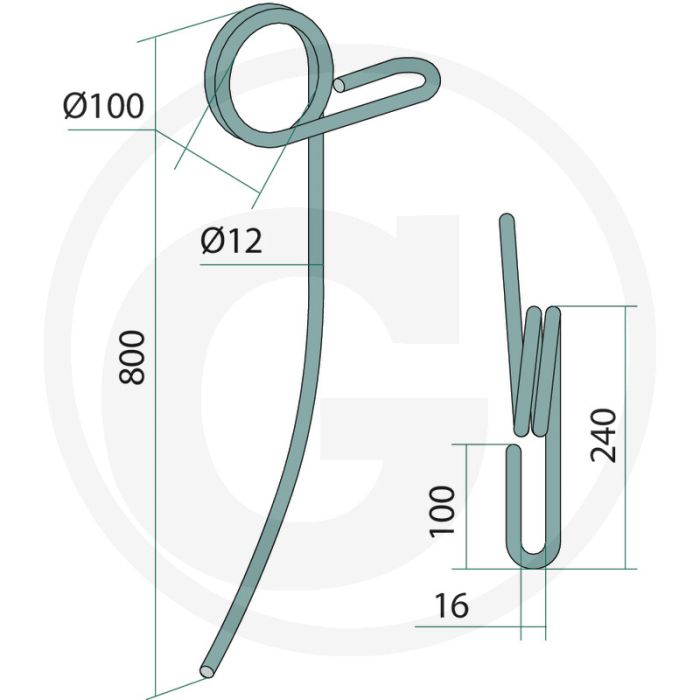 Eggetand 800 x 12 mm - Totale lengte 800 mm