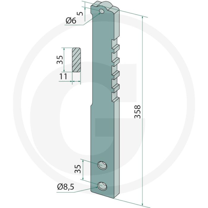 Stiel - Chopstar, Rollstar mit Winkelmesserstiel 35 x 11mm