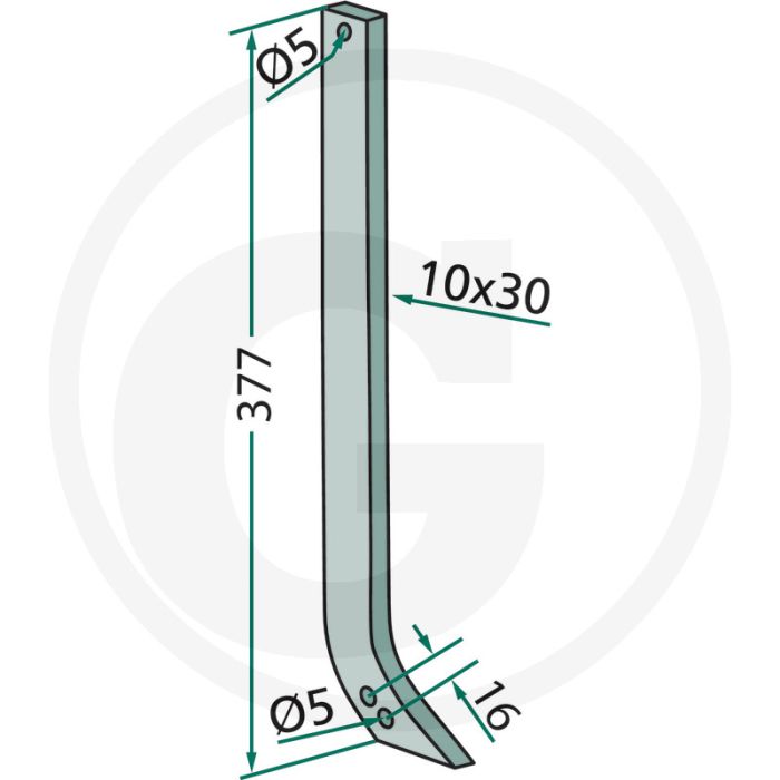 Steel - 30 x 10 mm - 16 mm gatafstand - 38° hoek