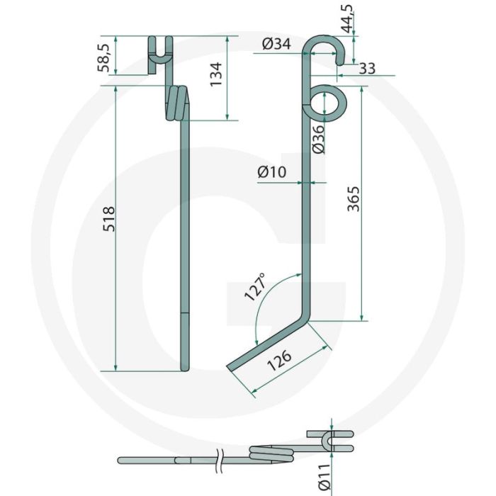 Eggetand (Dikte: 10 mm) Eggetand (Dikte: 10 mm)