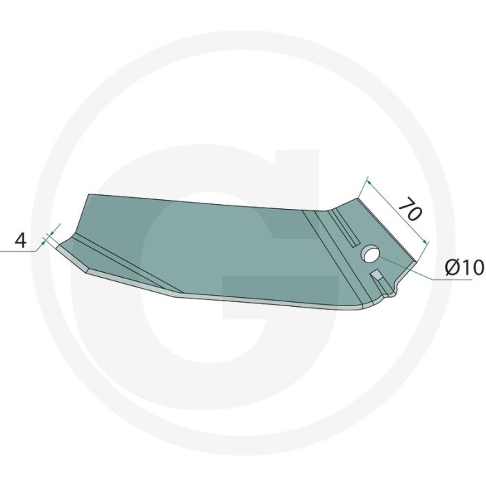 Aanaardschaar 210 mm (rechts)